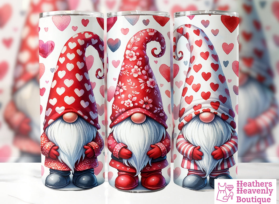 Valentines Day Gnome Handmade Sublimation Tumbler 20oz. - Heather's Heavenly Boutique