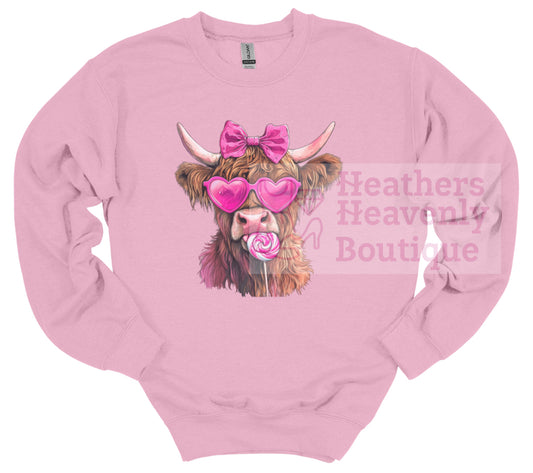 Cute Highland Cow Valentine's Day Sweatshirt.