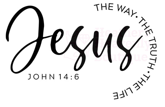 Bleached Cross Bible Verse Graphic T-Shirt - Jesus is the Way, Truth, and Life