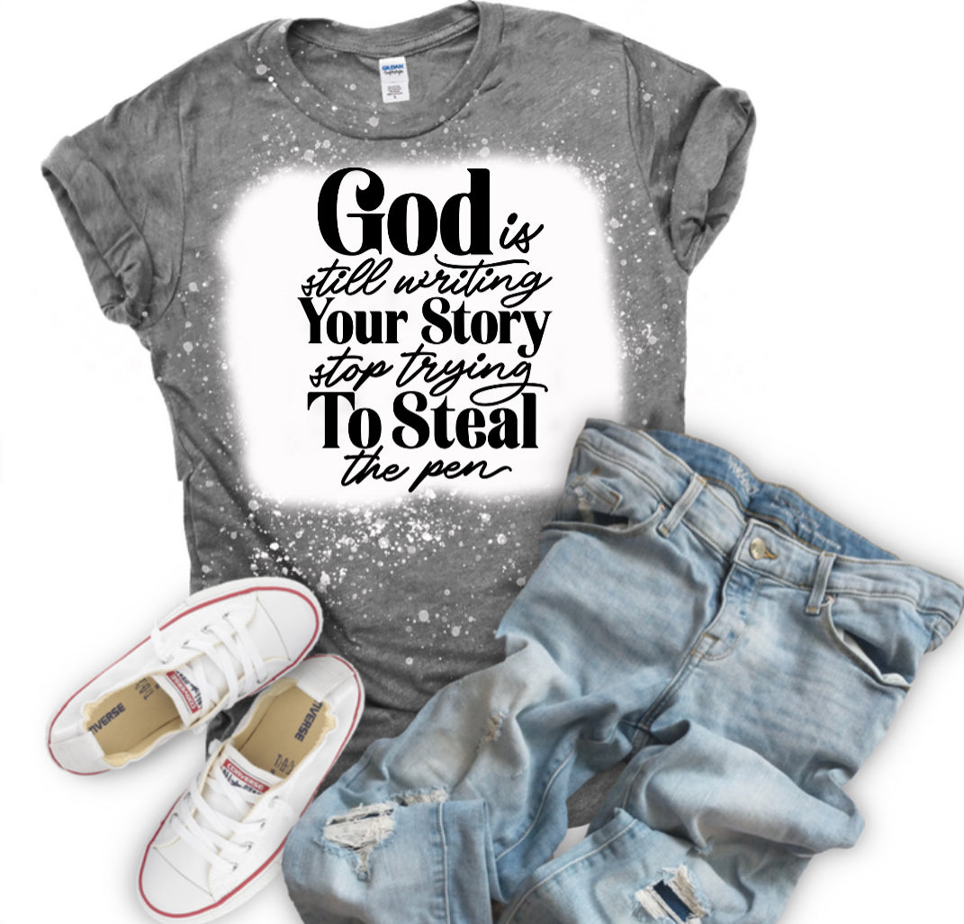 Don’t Steal the Pen  Bleached Handmade Christian Shirt - Heather's Heavenly Boutique