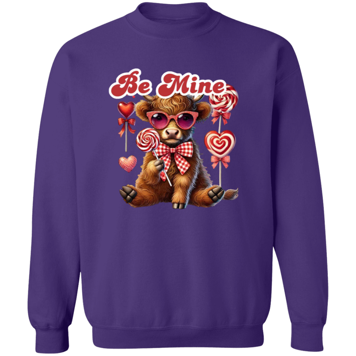 Cute Highland Cow Be Mine Valentine Lollipop Sweatshirt