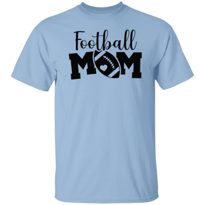 Light blue t-shirt with 'Football Mom' text on a white background