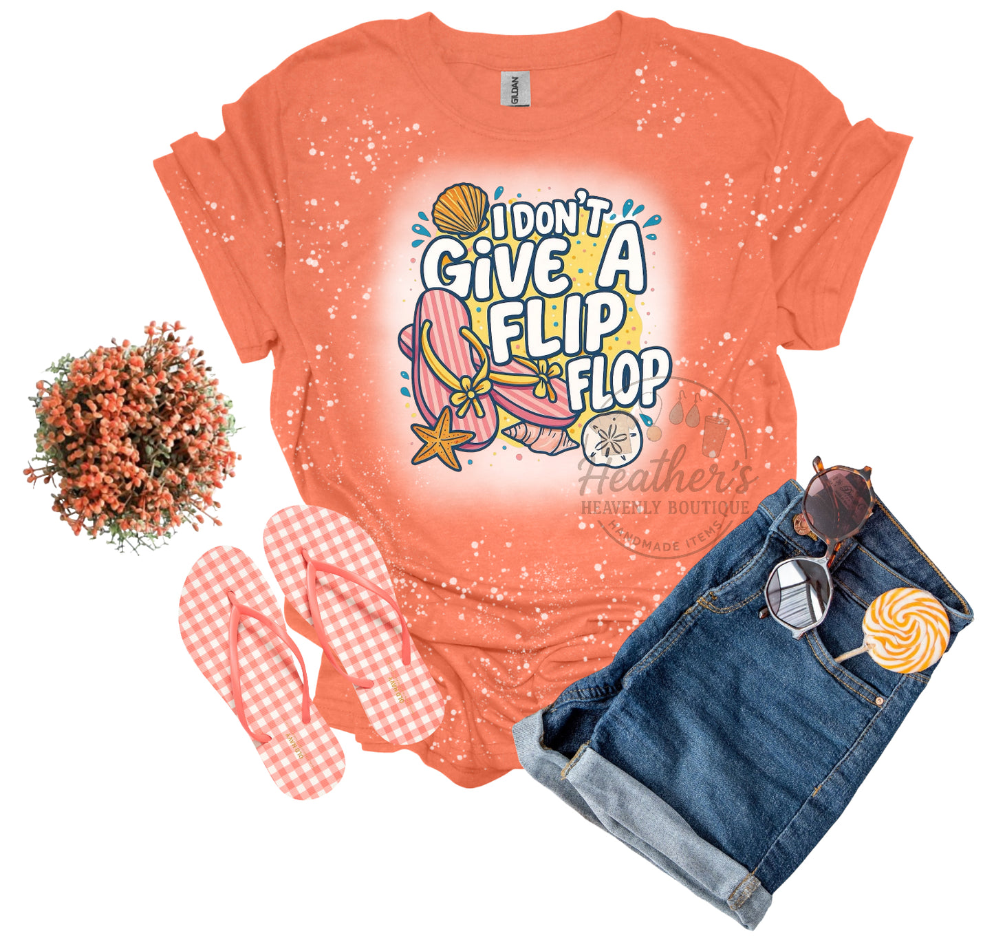 I Don’t Give A Flip Flop Bleached T-Shirt