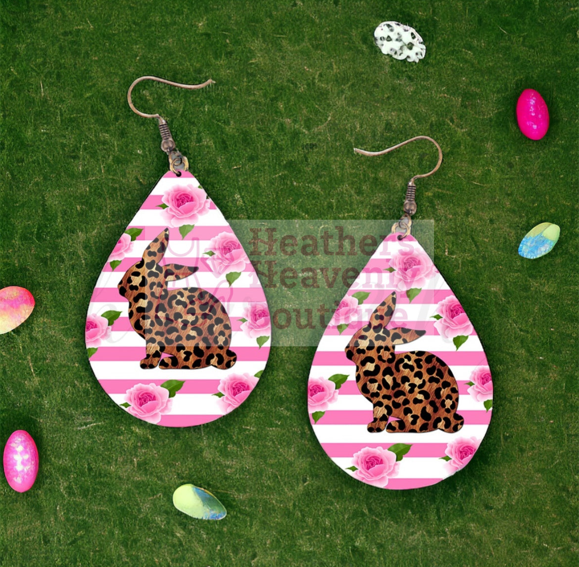 Easter Bunny Peep Earrings Wooden Handmade Sublimation