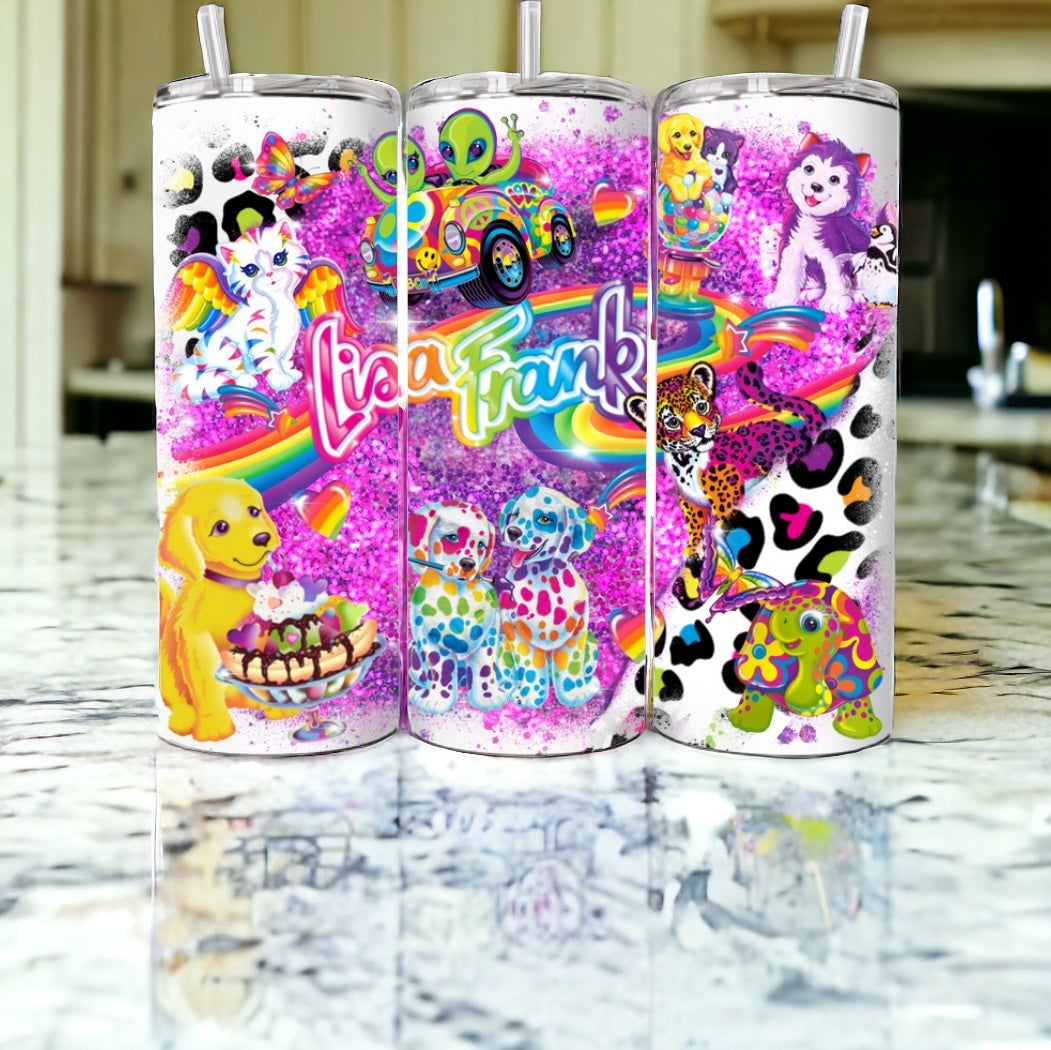 90s Inspired Colorful Lisa Frank Tumbler 20oz.