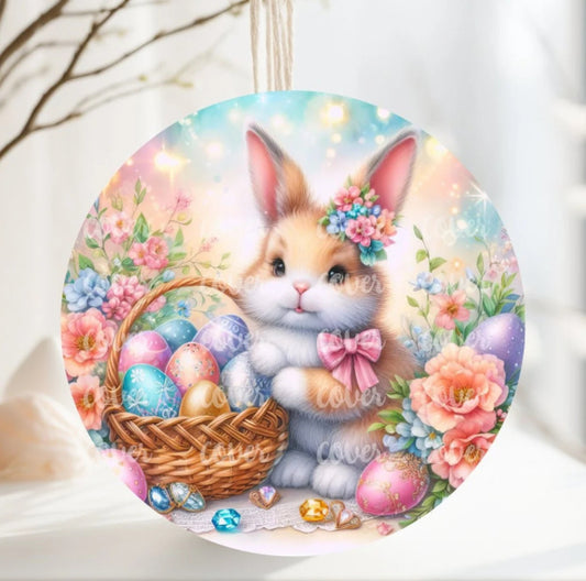 Bunny With Egg Basket Easter Ornament