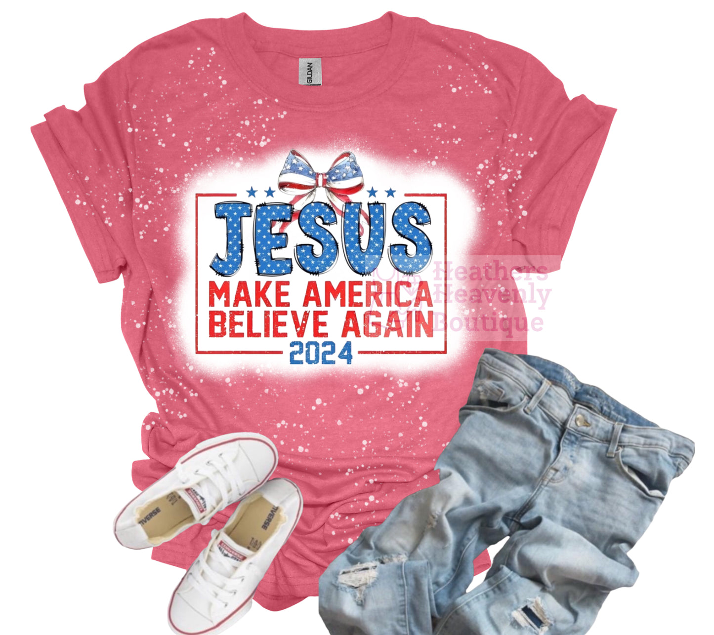 Jesus Make America Believe Again Bleached T-Shirt