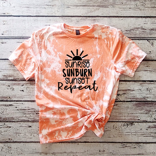 Sunrise Sunburn Sunset Repeat Heather Orange Tee - Heather’s Heavenly Boutique 