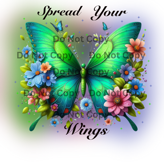 Green Butterfly Spread Your Wings Digital Download