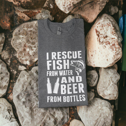 Men’s I Rescue Fish From Water And Beer From Bottles - Heather's Heavenly Boutique