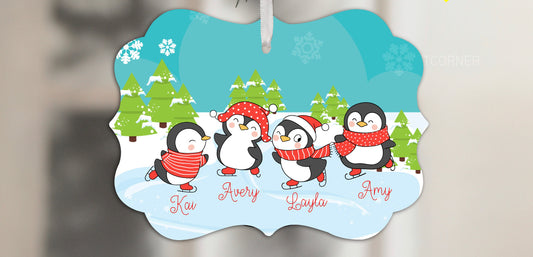 Christmas penguin text customization ornament