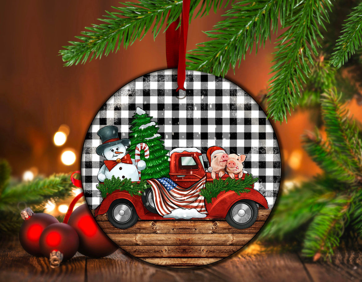 Merry Christmas Snowman Farm Truck - Heather's Heavenly Boutique