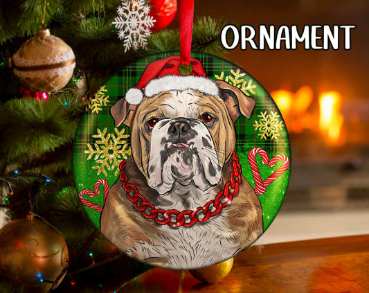 Christmas English Bulldog Ornament - Heather's Heavenly Boutique