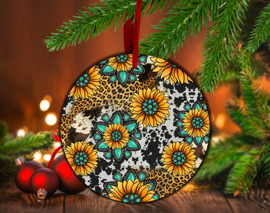 Western Sunflower Christmas Ornament - Heather's Heavenly Boutique