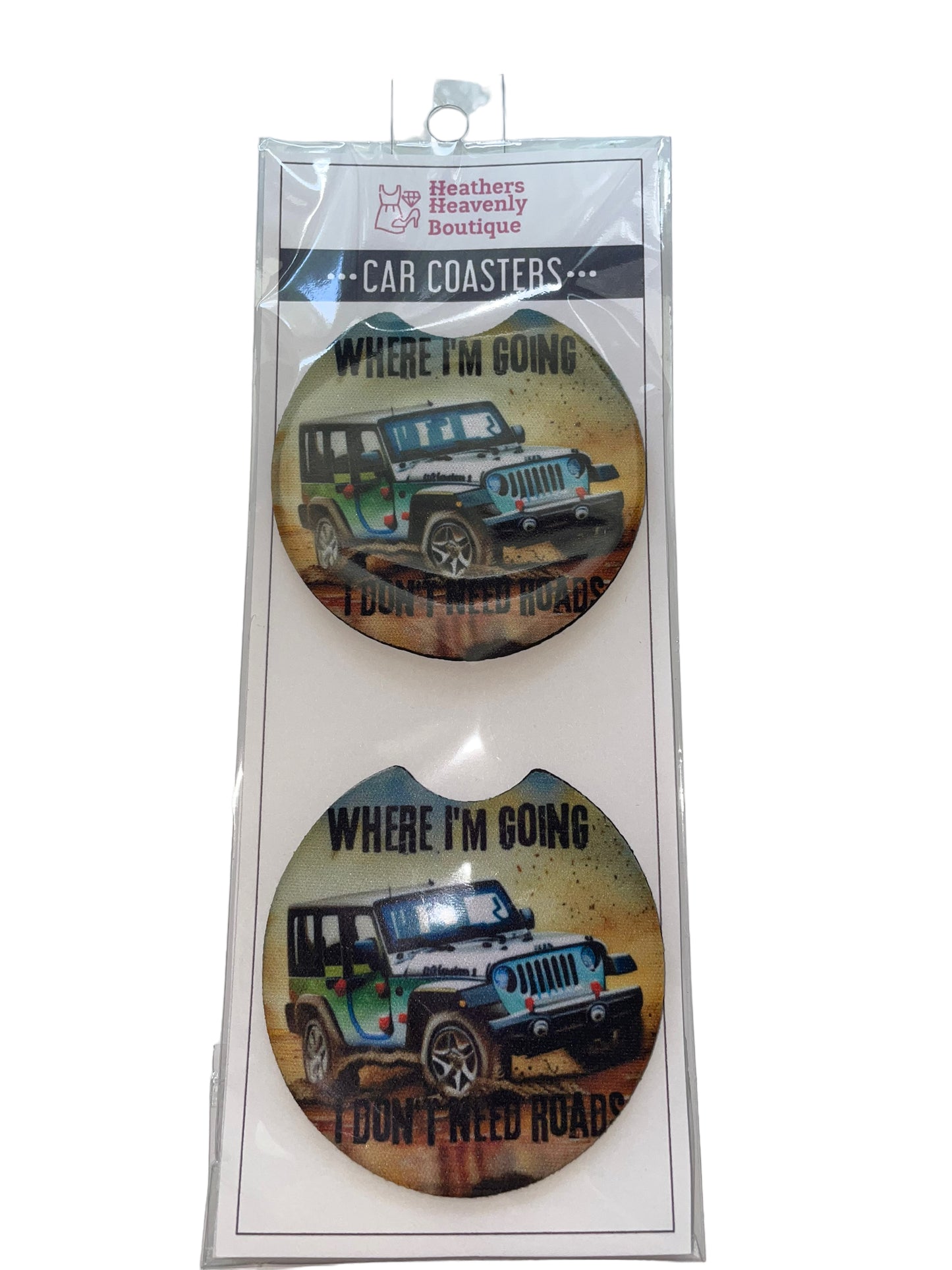 Handmade Sublimated Jeep Car Coaster - Heather's Heavenly Boutique