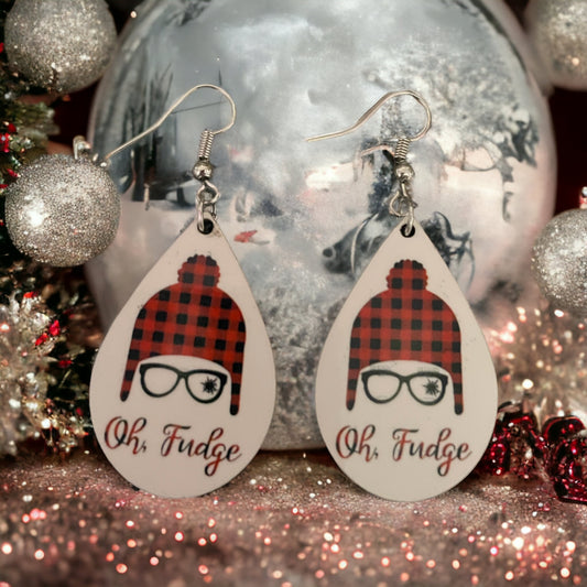 Handmade Sublimation A Christmas Story Teardrop Earrings - Heather's Heavenly Boutique