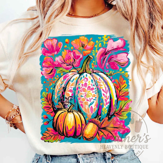Blue Floral Pumpkin Fall Sweatshirt