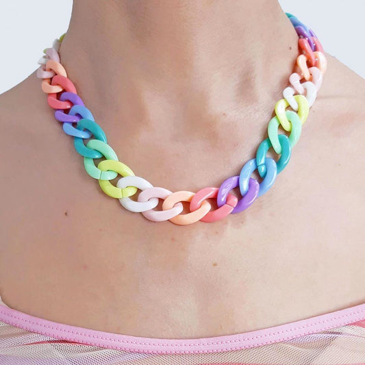 Rainbow Chain Acrylic Choker Necklace