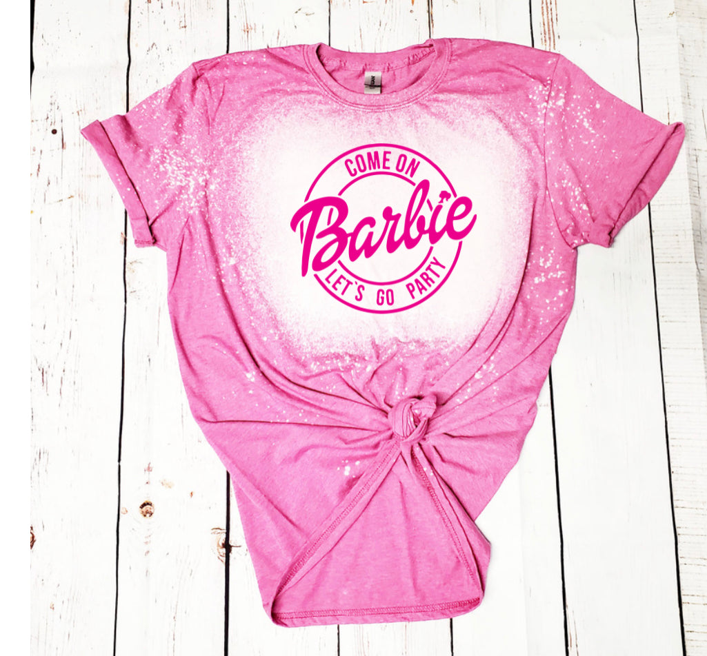 Barbie Party Bleached Shirts - Heather's Heavenly Boutique
