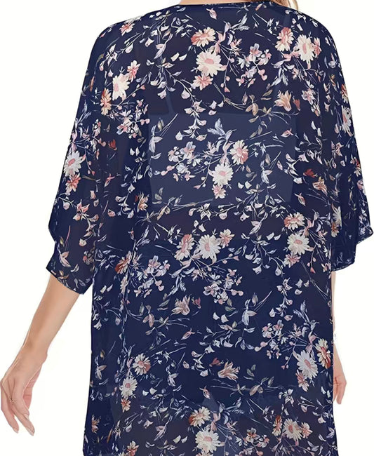 Floral Print Cover Up Kimono - Heather's Heavenly Boutique