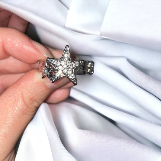 White Rhinestone Star Ring Silver - Heather's Heavenly Boutique