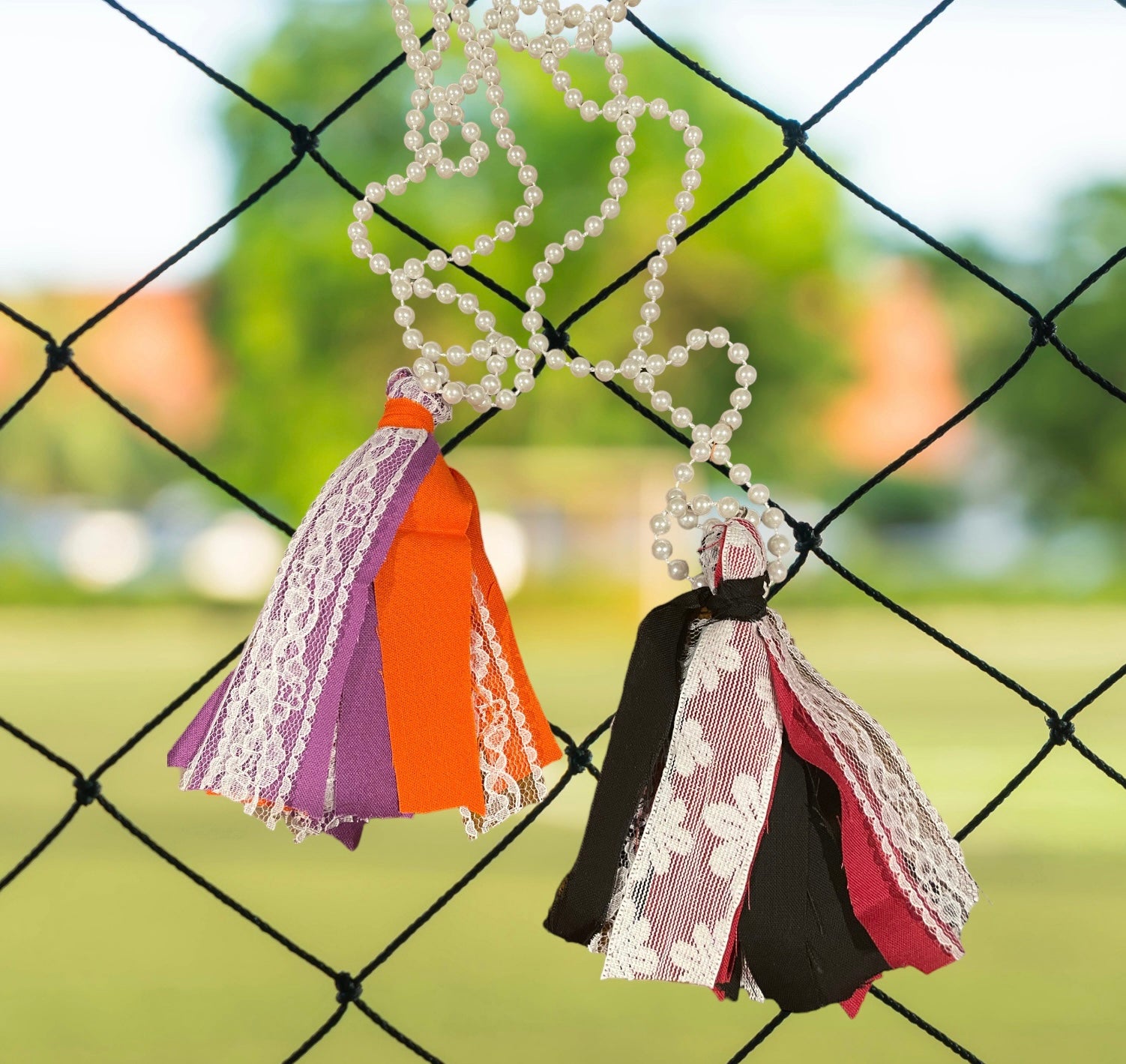 Clemson Carolina Colored Handmade Fall Football Fabric Necklace - Heather's Heavenly Boutique