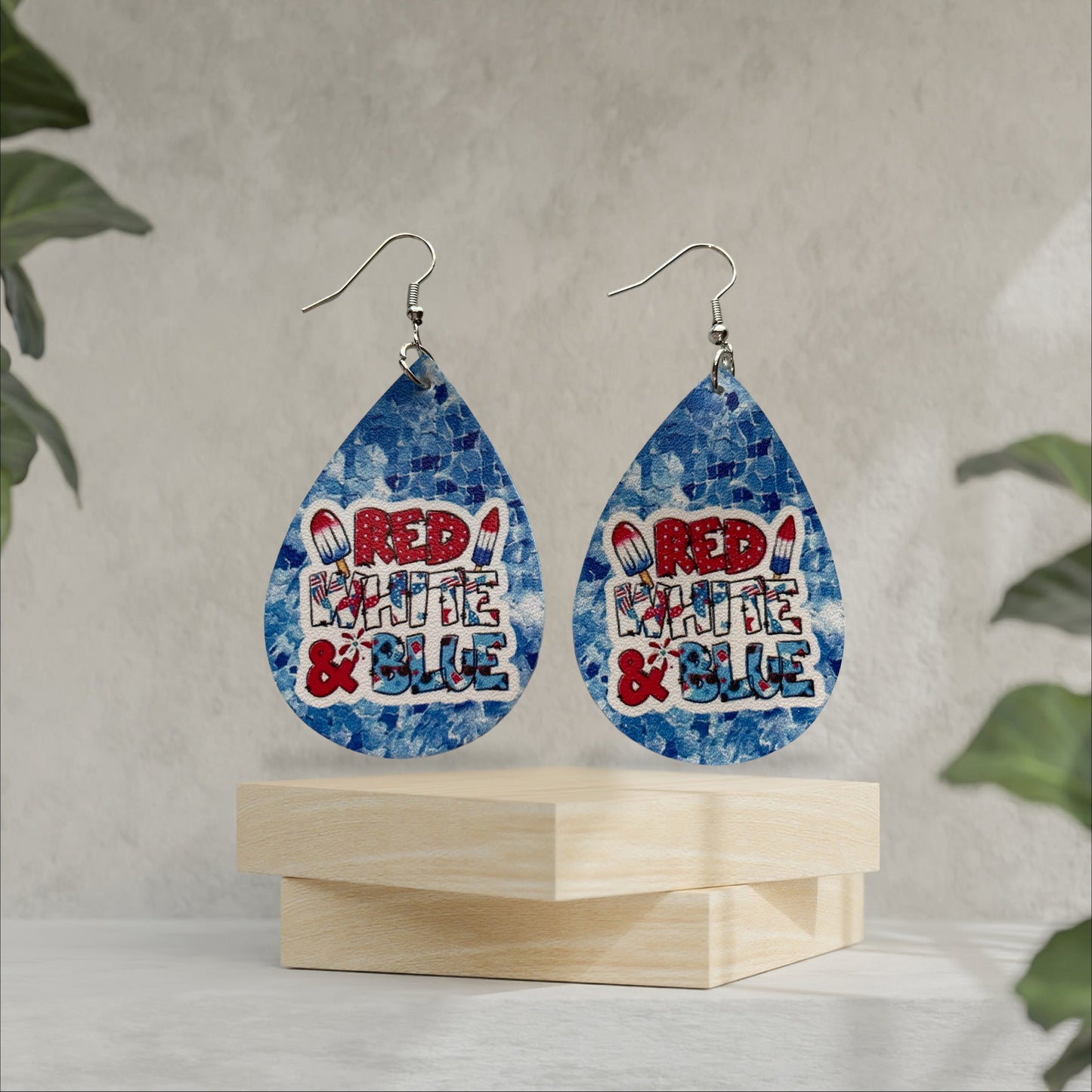 American Patriotic Red White Blue Popsicle Earrings - Heather's Heavenly Boutique