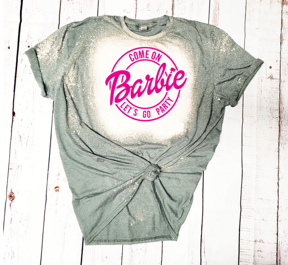 Barbie Party Bleached Shirts - Heather's Heavenly Boutique