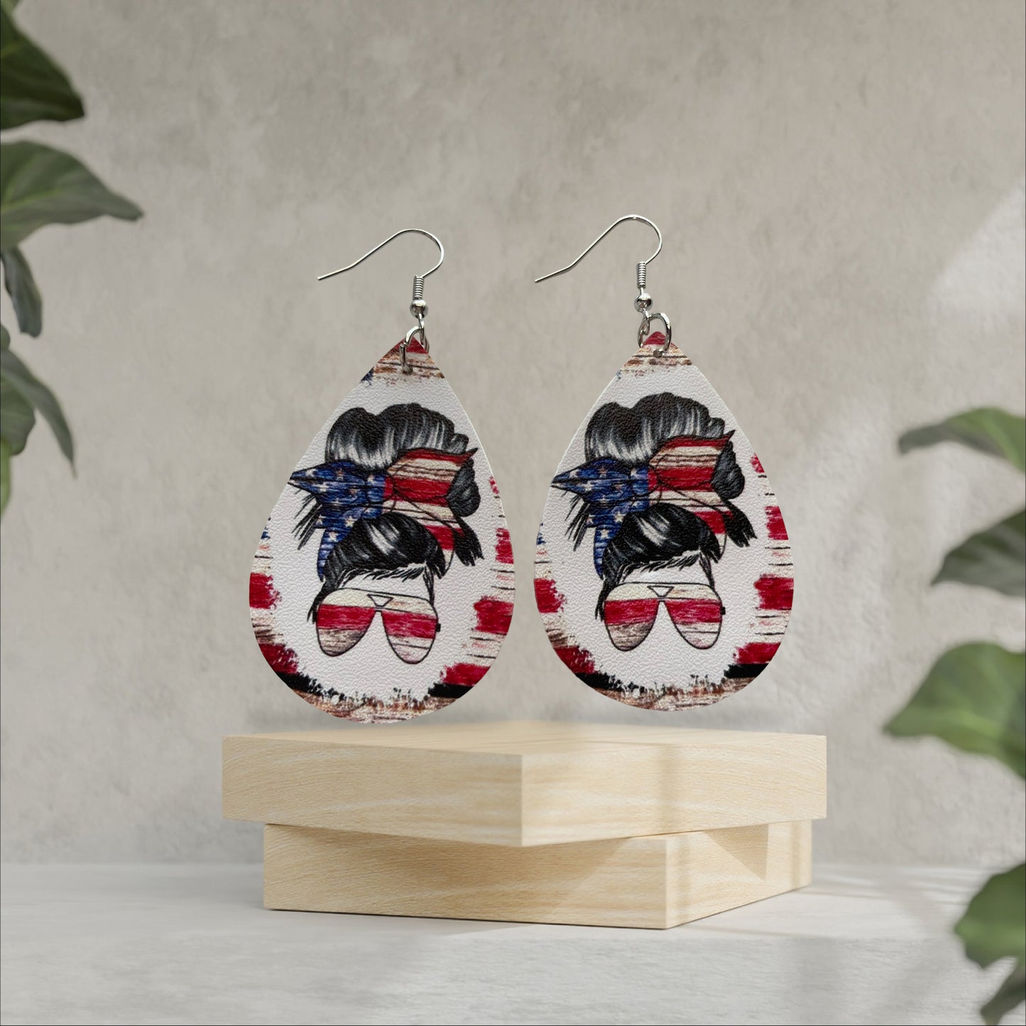 American Patriotic American Girl Teardrop Earrings - Heather's Heavenly Boutique