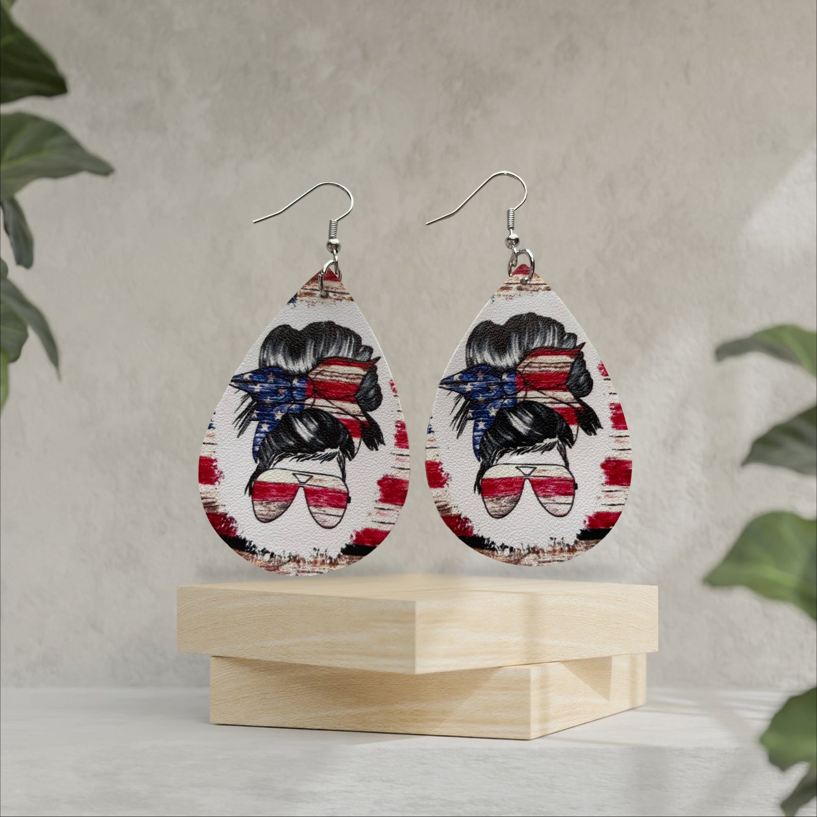 American Patriotic American Girl Teardrop Earrings - Heather's Heavenly Boutique