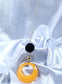 Round Orange Acrylic Crackle Long Charm Necklace - Heather's Heavenly Boutique