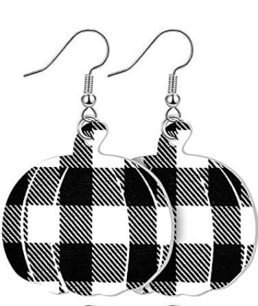 Fall Seasonal Pumpkin Plaid Leopard Faux Leather Earrings - Heather's Heavenly Boutique