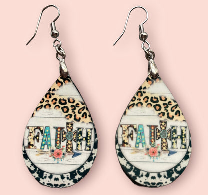 Love, Faith, Pray and Cross Handmade Sublimation Earrings - Heather's Heavenly Boutique