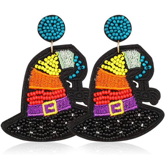 Seasonal Halloween Seed Bead and Felt Earrings - Heather's Heavenly Boutique