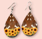 Multi Cow Print Sunflower Teardrop Sublimation Earrings - Heather's Heavenly Boutique