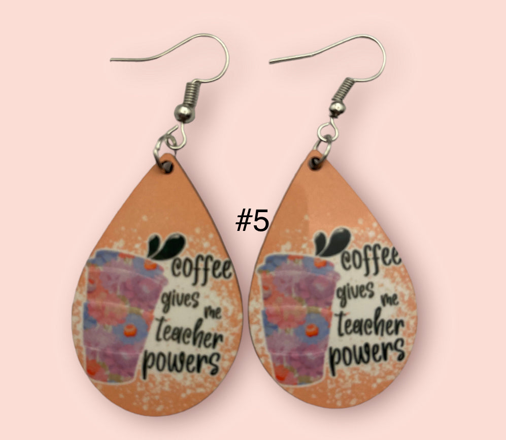 Teacher Love Handmade Sublimation Teardrop Earrings - Heather's Heavenly Boutique