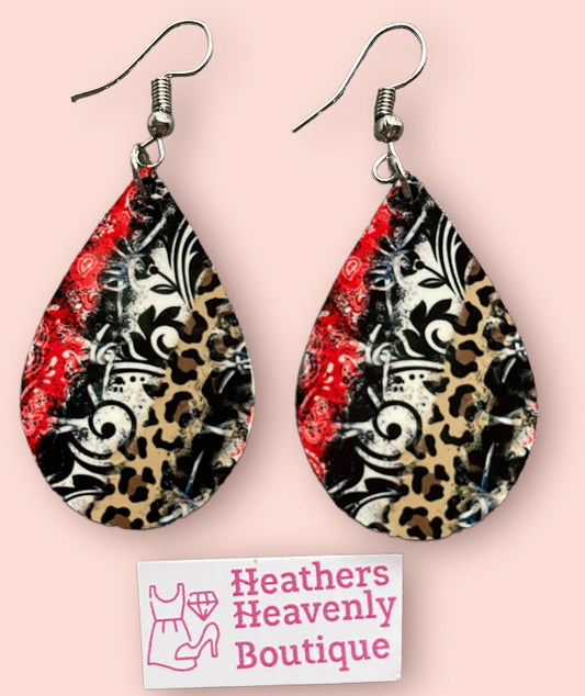 Multi Paisley Leopard Teardrop Handmade Sublimation Earrings - Heather's Heavenly Boutique