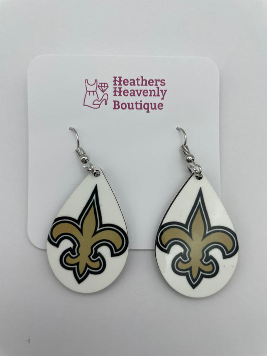 Fall for Football Saints Handmade Sublimation Earrings - Heather's Heavenly Boutique