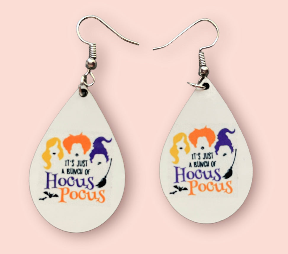 Hocus Pocus Halloween Handmade Sublimation Teardrop Earrings - Heather's Heavenly Boutique