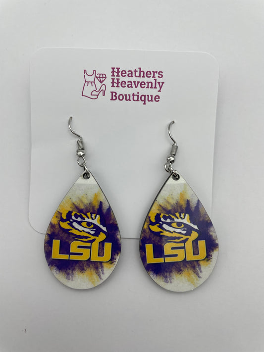 Fall for Football LSU Sublimation Handmade Earrings - Heather's Heavenly Boutique