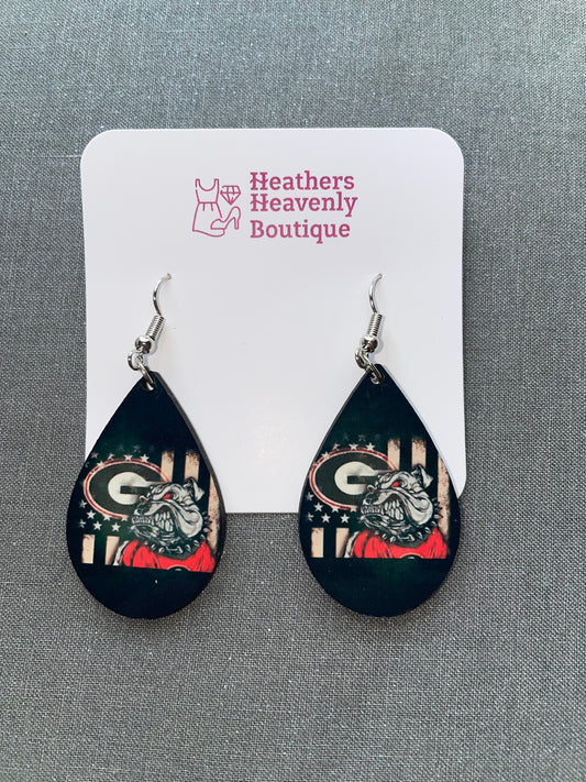 Fall for Football Georgia Bulldog Handmade Sublimation Earrings - Heather's Heavenly Boutique