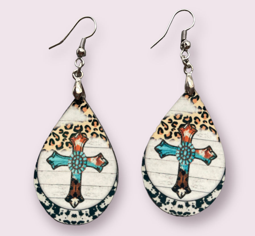 Love, Faith, Pray and Cross Handmade Sublimation Earrings - Heather's Heavenly Boutique