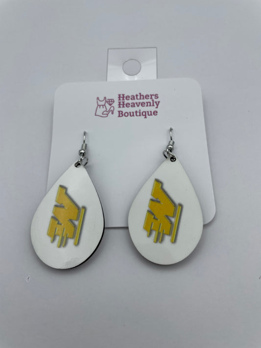 High School Football Woodruff Wolverine Teardrop Handmade Sublimation Earrings - Heather's Heavenly Boutique