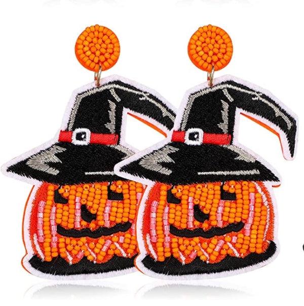 Seasonal Halloween Seed Bead and Felt Earrings - Heather's Heavenly Boutique