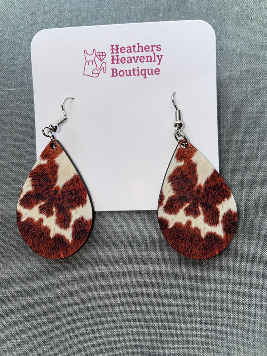 Brown Cow-print Handmade Sublimation Earrings - Heather's Heavenly Boutique