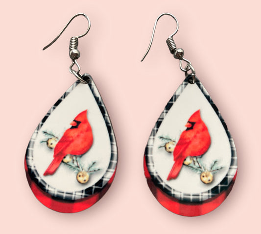 Red Cardinal Handmade Sublimation Earrings - Heather's Heavenly Boutique