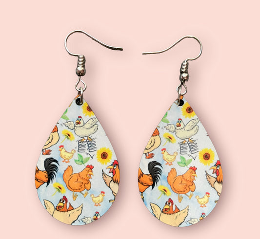 Chicken Lovers Handmade Teardrop Earrings - Heather's Heavenly Boutique