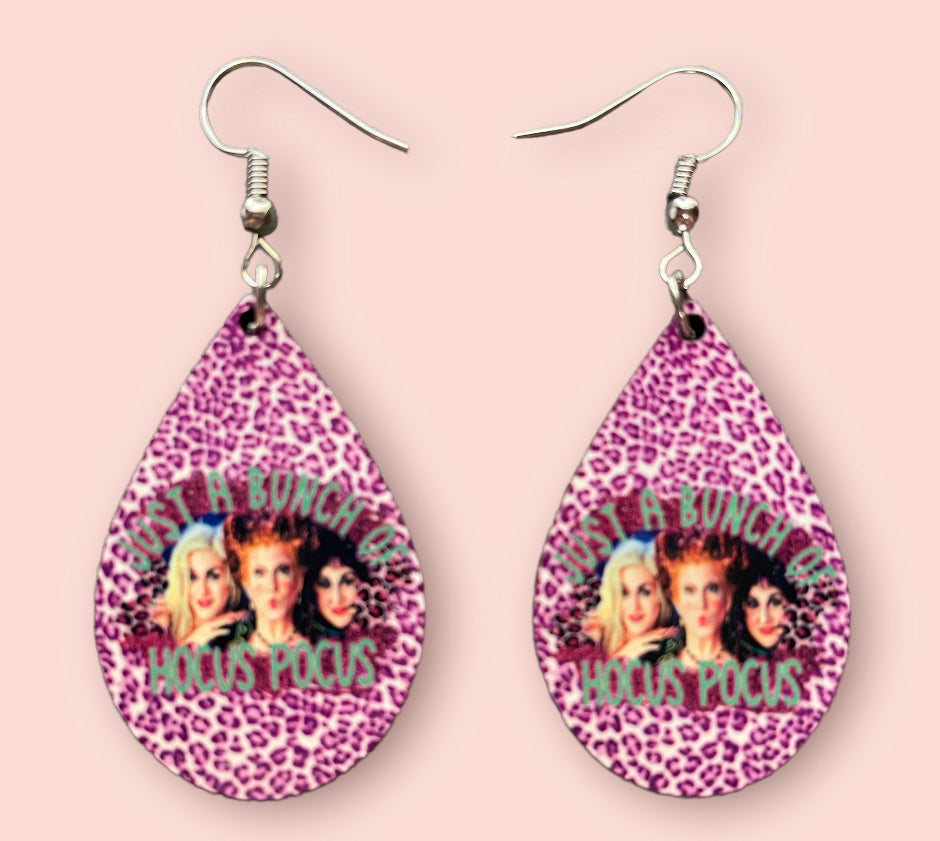 Hocus Pocus Halloween Handmade Sublimation Teardrop Earrings - Heather's Heavenly Boutique