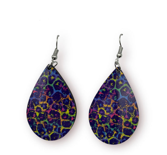 Colorful Leopard Print Teardrop Sublimation Handmade Earrings - Heather's Heavenly Boutique