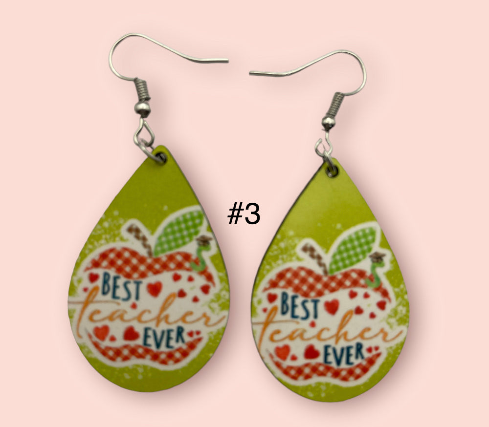 Teacher Love Handmade Sublimation Teardrop Earrings - Heather's Heavenly Boutique